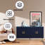 Buffet moderne moderne laqué 4 portes en bois bleu marine pour vestibule, salon, couloir, bureau, cuisine et salle à manger avec tablettes réglables-122643038-122643041