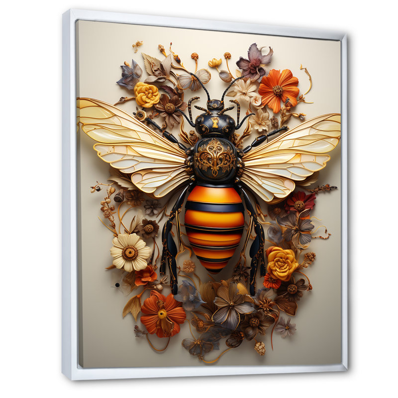 Art floral rétro, guêpe harmonie I - insectes et insectes, Cadre flottant blanc, 32" H x 24" W