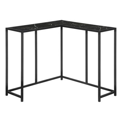 Accent Table, Console, Entryway, Narrow, Corner, Living Room, Bedroom, Black Marble Look Laminate, Black Metal, Contemporary, Modern