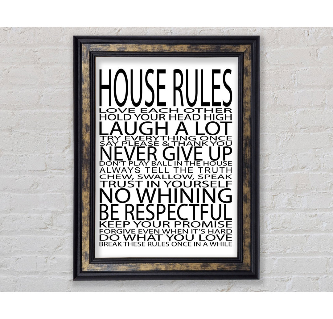 House Rules Love Each Other - Einzelne Bilderrahmen Kunstdrucke