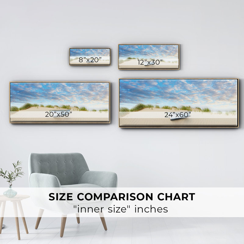 Plage encadrée sur toile, H 24 po x l 60 po x P 1,5 po, Naturel