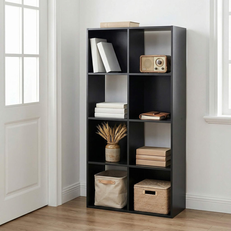 Mickale 120cm H x 60cm W Cube Bookcase, Black