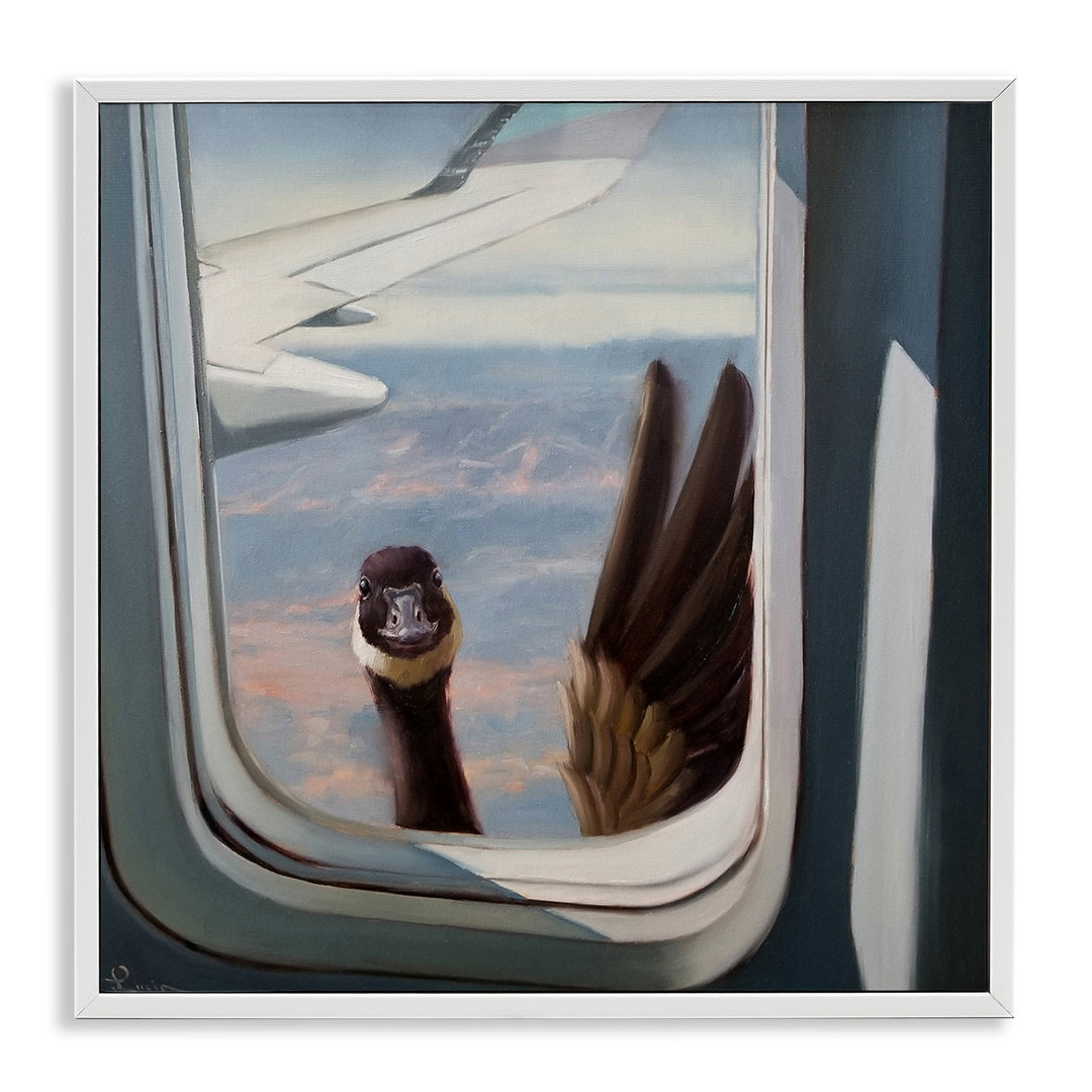 Hello from a Goose Airplane Window Panoramic Graphic Art Print Set on Canvas Ebern Designs Frame