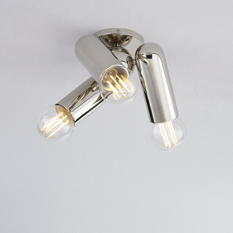 Plafonnier encastré 3 lumières Lolly, Nickel poli