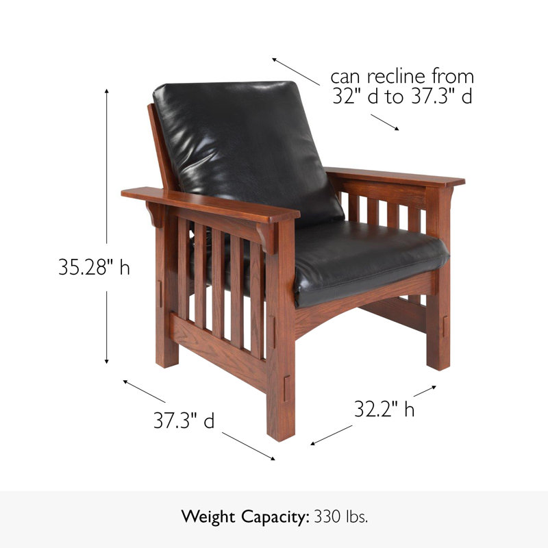 Fauteuil inclinable impeccable en bois massif avec siège en similicuir Leick Home Mission