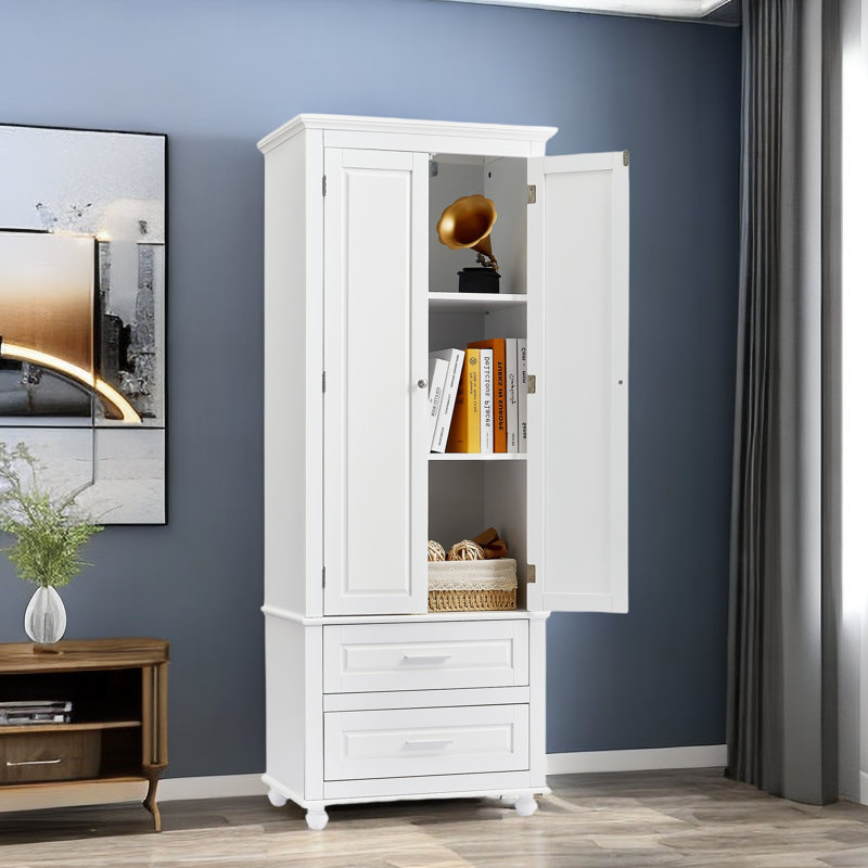 Rivertown Freestanding Bathroom Cabinet with Two Drawers, White