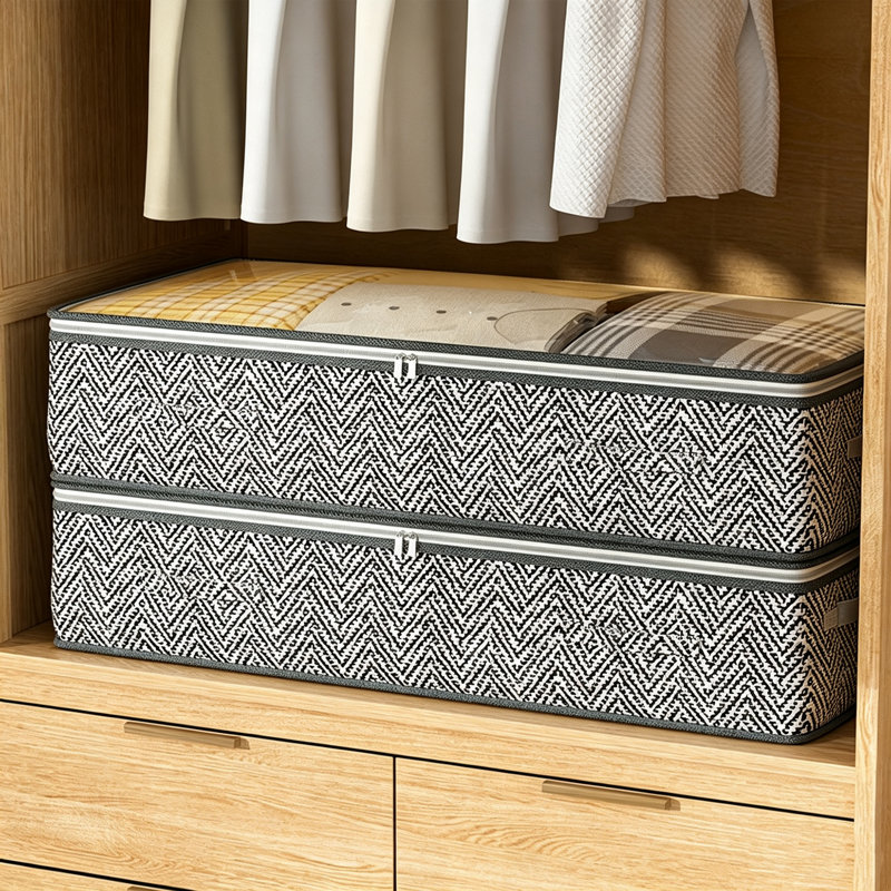 Ensemble de 4 boîtes de rangement sous le lit 39,37 po x 19,69 po x 7,09 po sous le lit, Gris clair, 4
