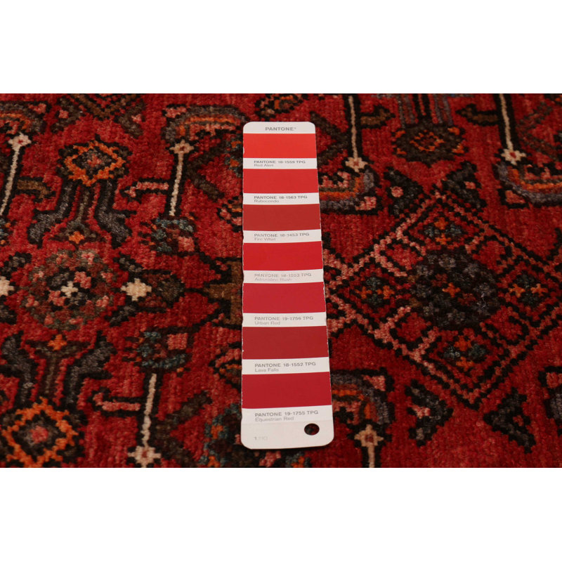 Tapis rouge noué à la main unique 3 pi 5 po x 10 pi 3 po Andelz