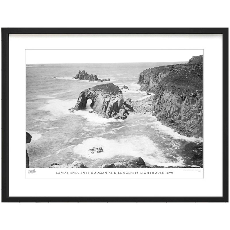 Lands End, Enys Dodman And Longships Lighthouse 1890 - Single Picture Frame Print, 60cm H x 80cm W x 2.3cm D