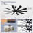 62"/72 Ceiling Fan with Light,Reversible DC Motor,3-Color-Temp LED,Remote Control-128991768-128991771
