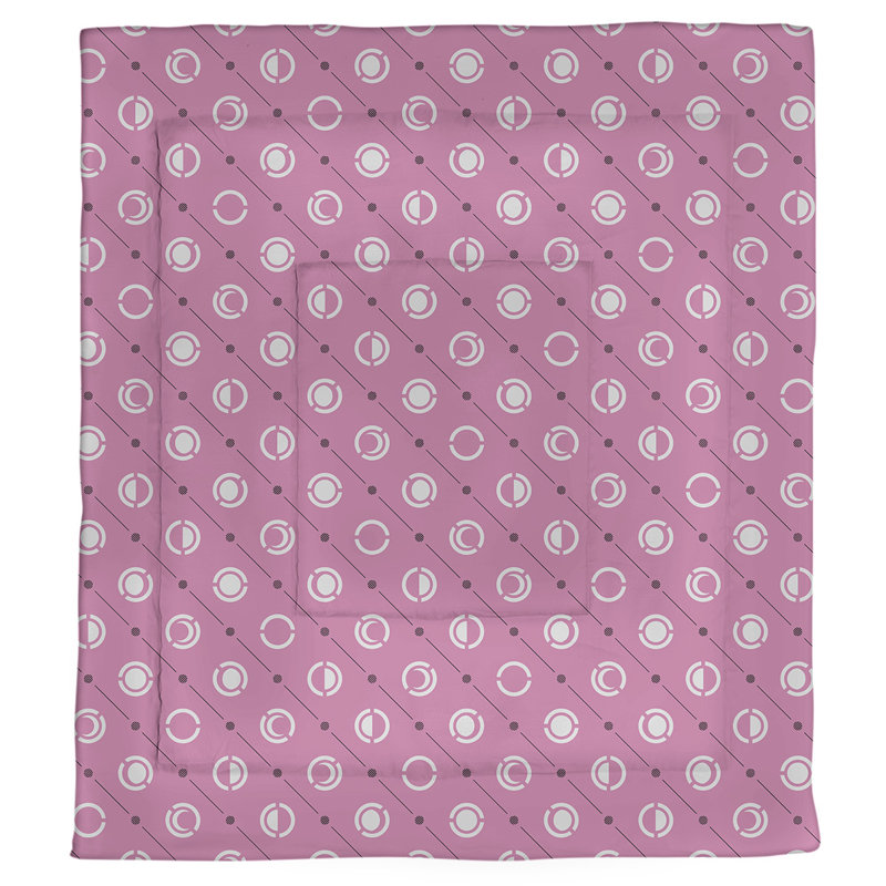 Édredon simple réversible en microfibre à deux couleurs Moon phases, Édredon simple TG, Rose/noir