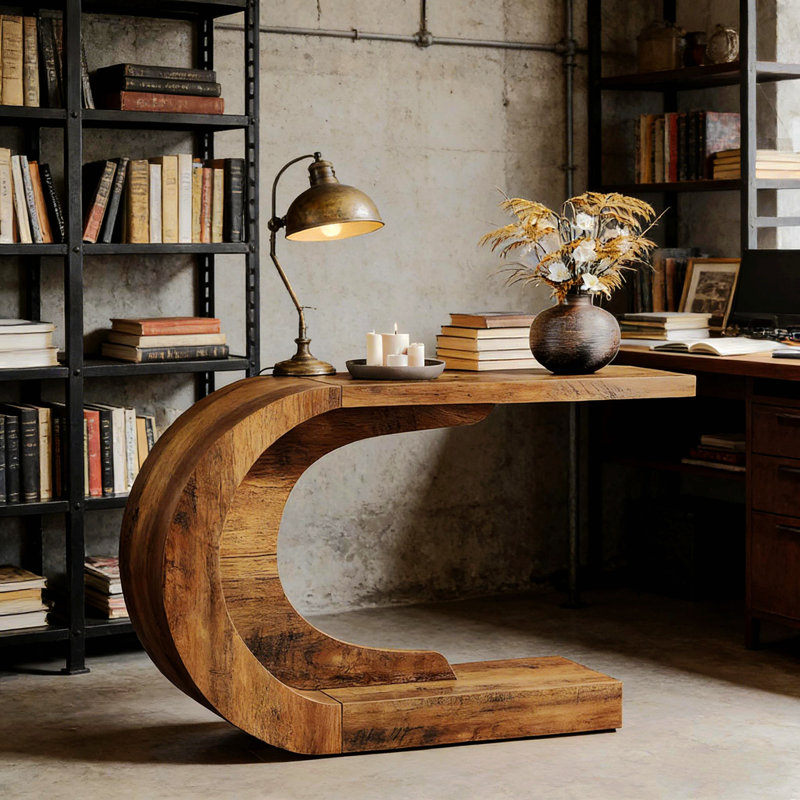 Table de couloir contemporaine, console moderne, table basse en forme de C