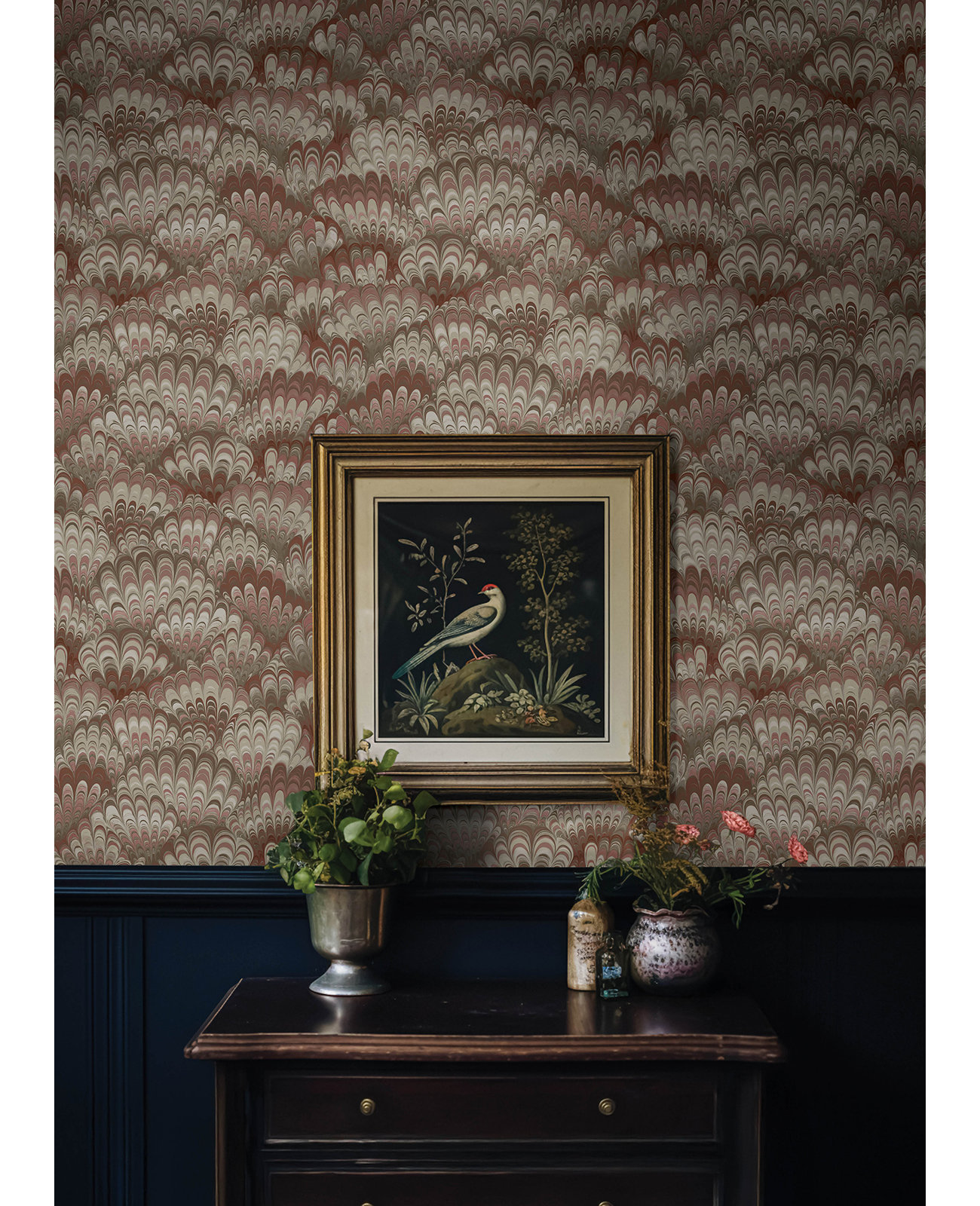 Marbled Ink Wallpaper Double Roll, Red