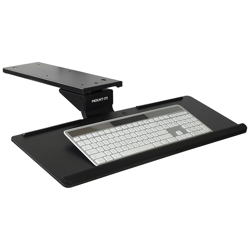Mount-It! Under Desk Keyboard Tray and Mouse Platform with Gel Wrist Pad, 17 inch Space Saving Track