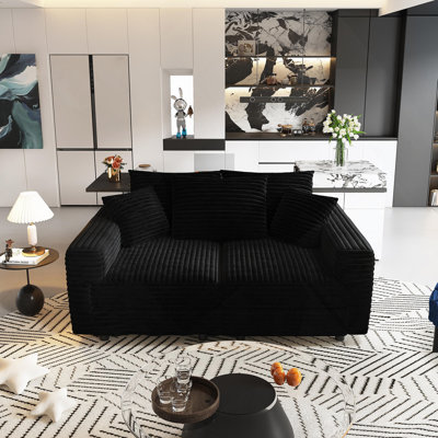 Canapé 82,7 po en velours côtelé moelleux à 3 places - Coussin rembourré moderne et confortable, siège profond avec coussins moelleux, méridienne convertible pour salon, chambre à coucher, appartement, bureau (brun clair)