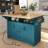 55.7 Inch Large Kitchen Island with 2 Drop Leaf, Rolling Cart on 5 Wheels with Power Outlet, Folding Storage Dining Table with Spice Rack and 3 Drawers, Green-1490160487