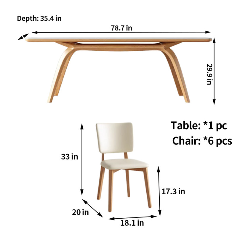 Ensemble de salle à manger New Small, H 29,9 po x L 78,7 po x l 35,4 po