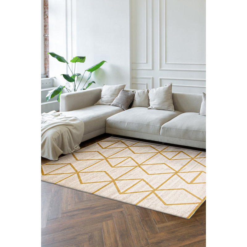Tapis brun clair / doré Denoila, Rectangle 3 pi 11 po x 5 pi 7 po