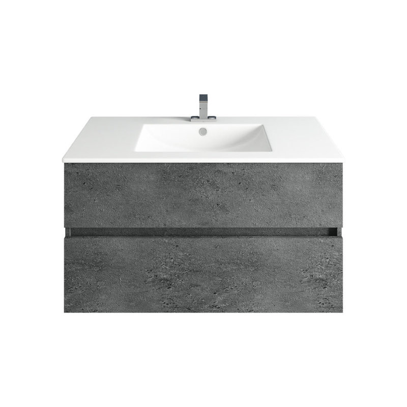 Ensemble de meuble-lavabo simple suspendu en béton 36 po Kenja, Blanc