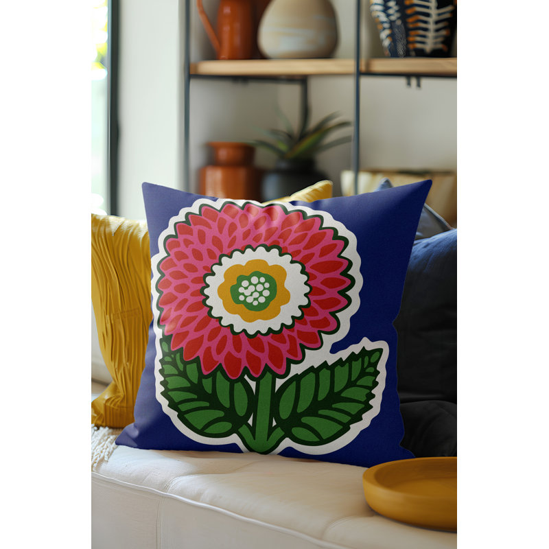 Coussin Soni, Carré 20 po, Navy Blue/Red/Pink/Green Floral