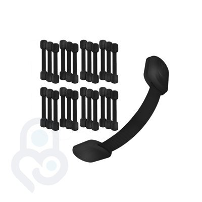 Baby Proof Me Child Safety Strap Locks 24 Pack  – Adjustable Baby Proofing Latches for Fridge, Cabinets, Drawers, Toilet, Trash Can & Appliances, 3M Adhesive Black