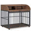 Meuble de rangement robuste pour chien de 44 po de hauteur 44 po avec roues verrouillables, cage pour chien en bois, cage de table de bout avec rangement double couche, brun