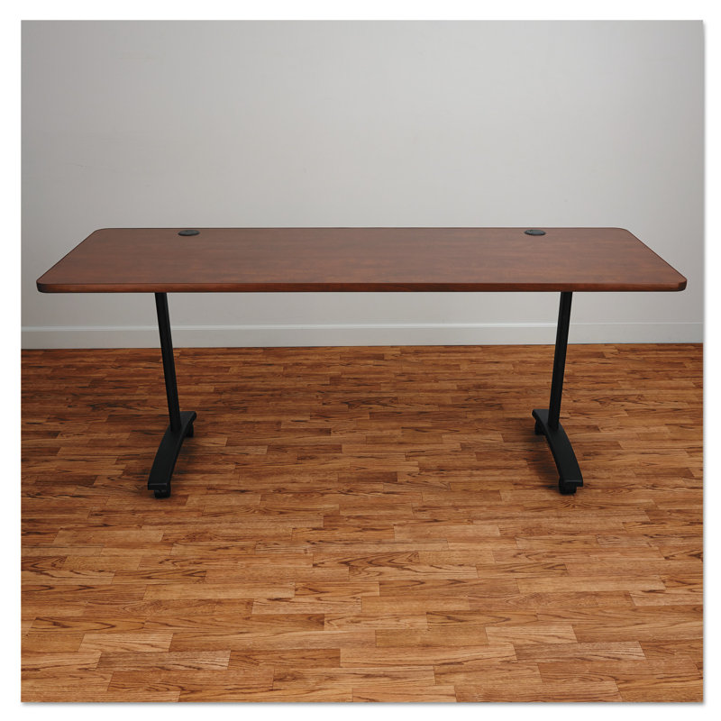 Black Steel T-Leg Training Table Base with Locking Casters