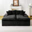 Chaise longue double en velours tortue noire, canapé paresseux multifonctionnel avec éponge entièrement compressée, pouvant être agencée côte à côte ou face à face-514253303