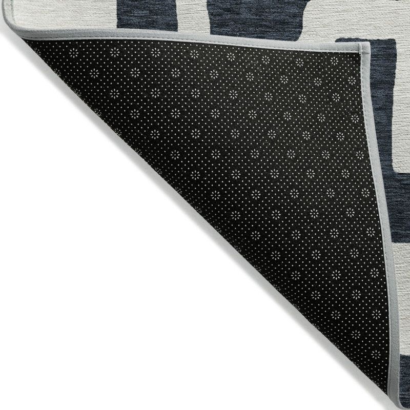 3' X 5' Black And Ivory Abstract Washable Indoor Outdoor Area Rug