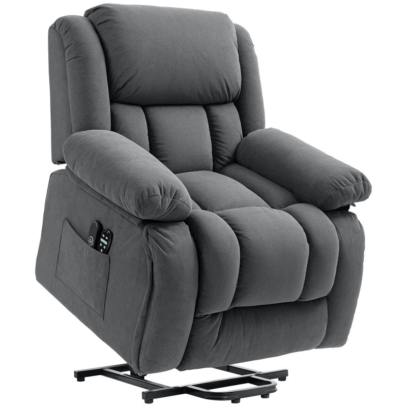 Power Lift Recliner Chair for Elderly with Vibration Massage and Heat, Overstuffed Fabric Lift Chair Sofa with Remote Control, USB Port, Side Pockets, Pocket Spring