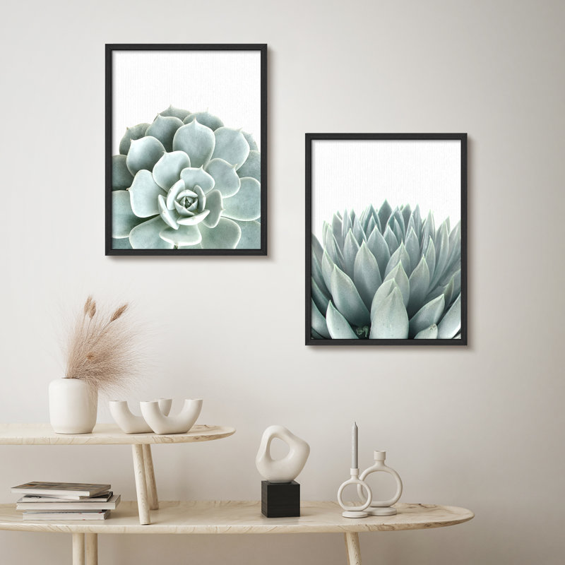 «Green Succulent Modern», reproduction d'art encadrée, affiches, salle de bain, petit art mural, Noir, noir, noir, noir