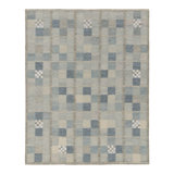 Scandinavian Rug In Blue, Grey Geometric Pattern By Rug & Kilim