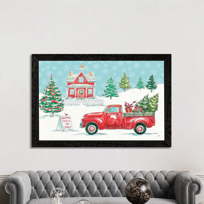 Christmas In The Country II by Daphne Brissonnet - Floater Frame Print on Canvas