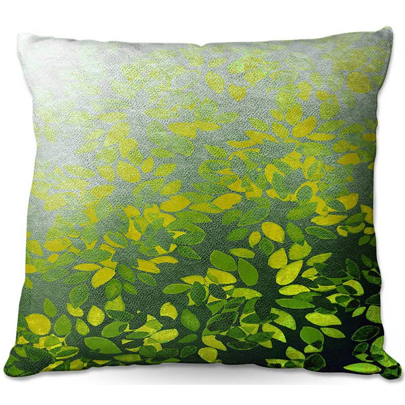 Coussin décoratif carrée à motif floral délavé, Bleu / gris / blanc, 16 po x 1 po
