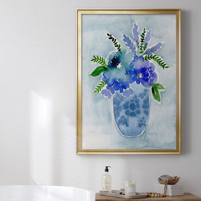 «Blue Bouquet I», toile encadrée de qualité supérieure - prête à être accrochée