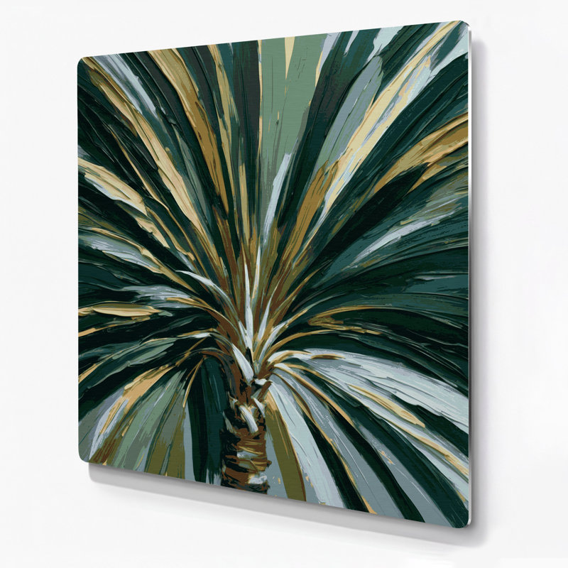 Art mural en métal Botanical Fan, H 12 po x l 12 po