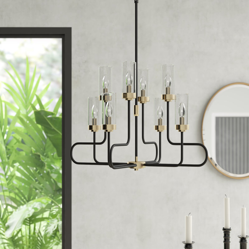 Lustre géométrique à 8 lumières de style bougie Mayville