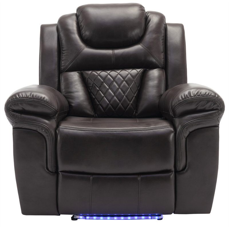 Fauteuil inclinable en cuir Chezney, Similicuir brun