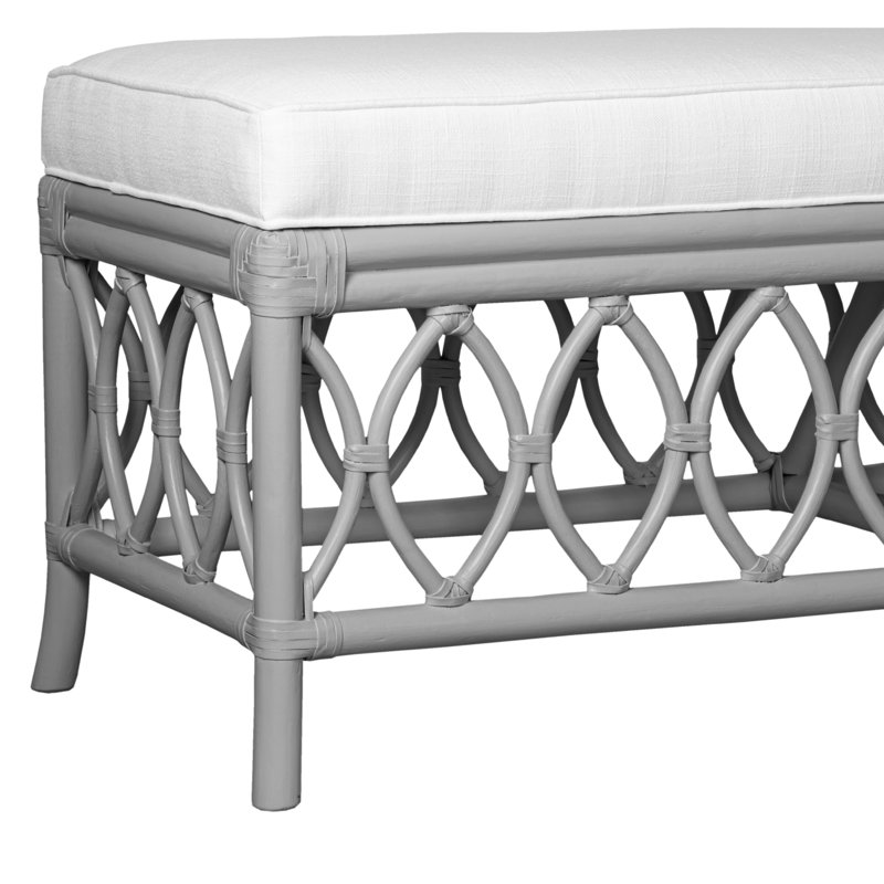 Lillian Rattan Geometric Bench, Light Gray