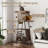 58 Inch Modern Cat Tree for Large Cats, Rustic Brown Cat Tree Tower with Hammock & Scratching Board