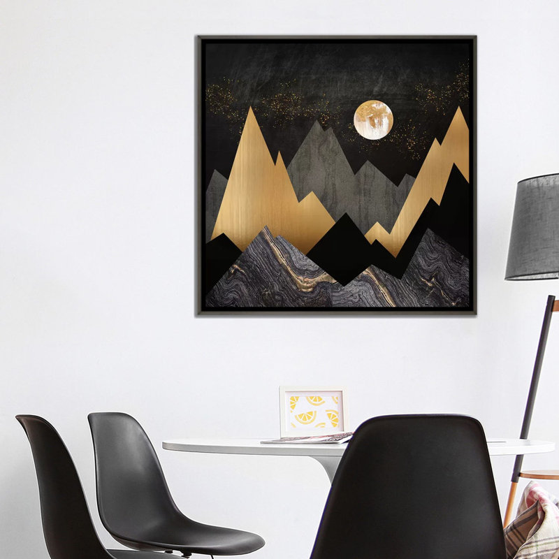 Nuit métallique - impression, Toile avec cadre gris, Aucun mat, H 37 po x l 37 po x P 1,5 po