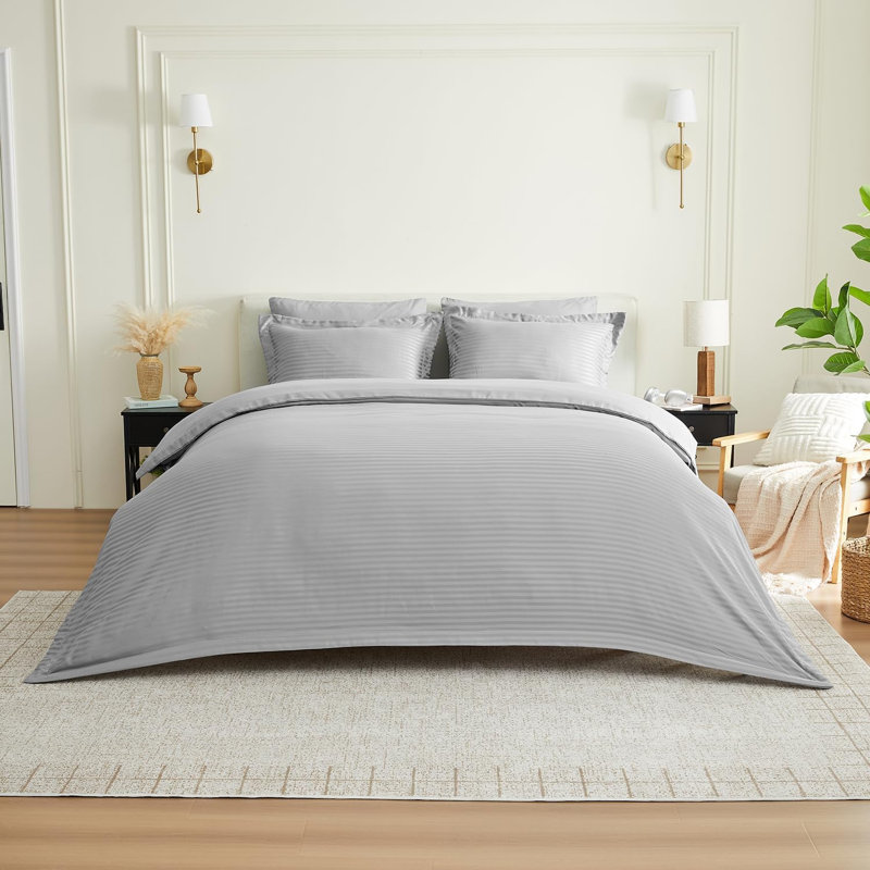 GC GAVENO CAVAILIA Duvet Cover Set, Double Duvet Cover + 2 Standard Pillowcases, GREY