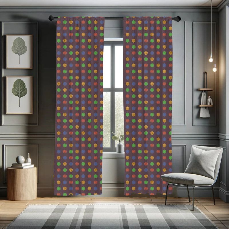 Geometric Semi-Sheer Rod Pocket Sliding Panel, 28" x 84"