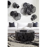 Teak Chunk Round Coffee Table, Black