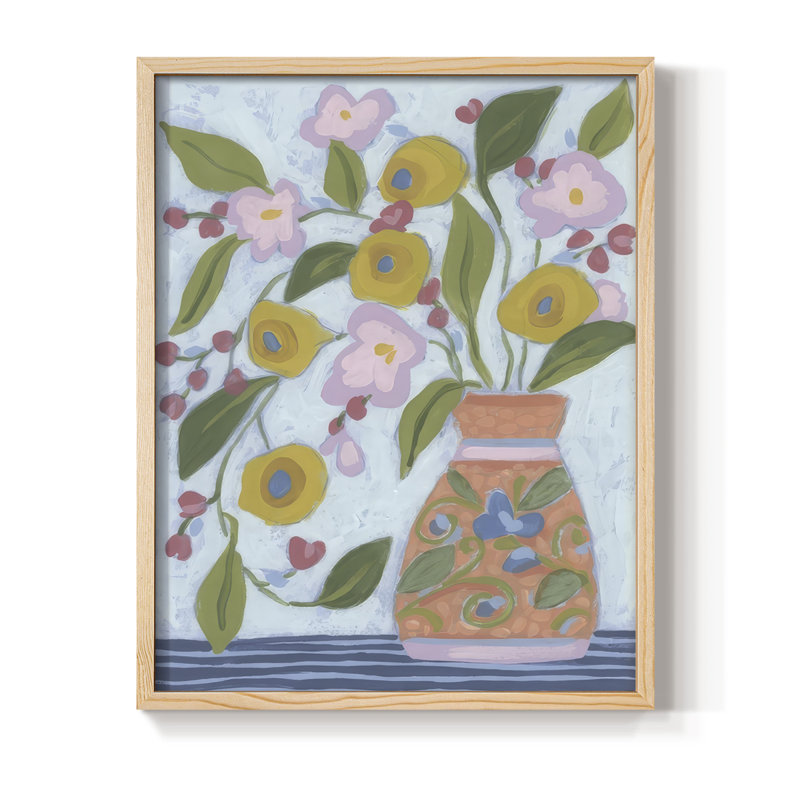 Bouquet Vibes II, reproduction encadrée - bois massif, Naturel, H 15 po x l 12 po