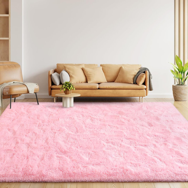 Shahen Rectangle Shag Area Rug, Rectangle 6' x 9', Pink