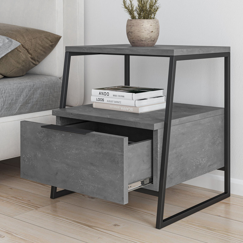 Table de chevet Alishia, Gris