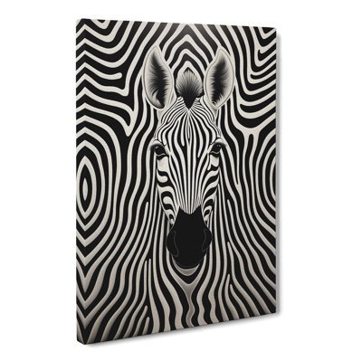 Zebra Zodiac Op - Wrapped Canvas