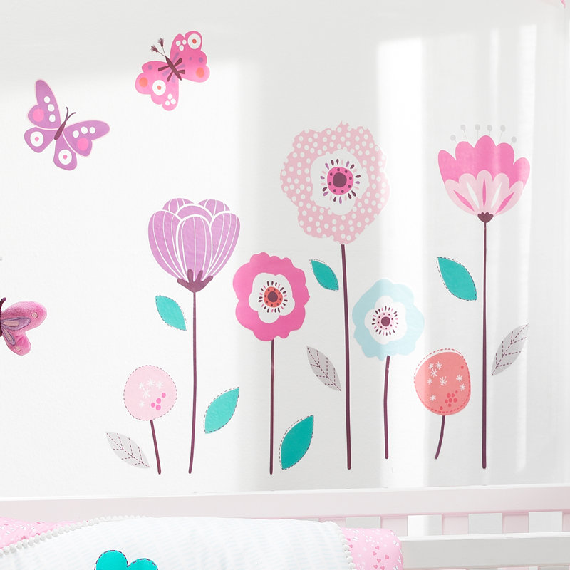 Décalcomanie murale florale papillon magic