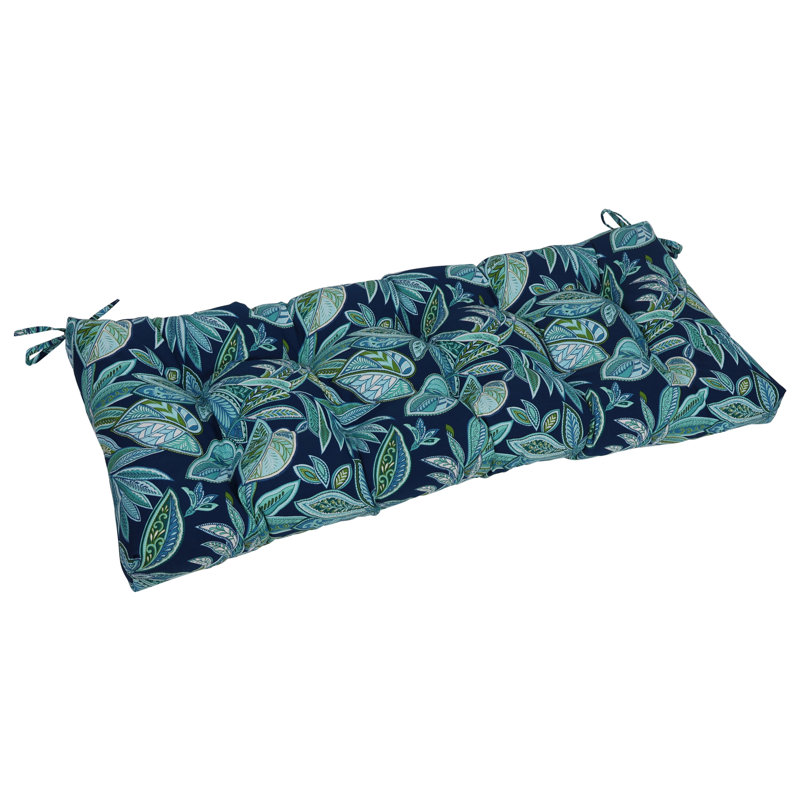 Coussin de causeuse d'extérieur touffeté, Bleu / floral marine Crestwood, L 46 po x P 19 po
